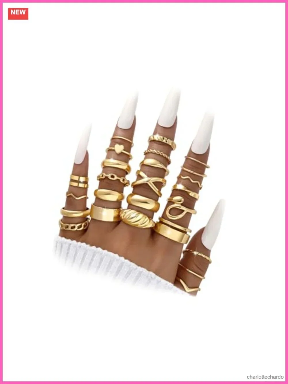 25 Piece Gold Knuckle Rings Set Stackable Chunky Midi Ring Pack
